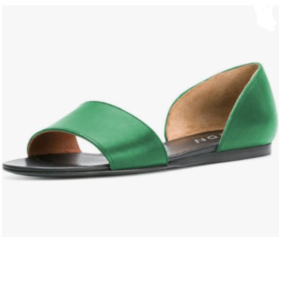 YDN Green Comfy Peep Toe D'Orsay Casual Flat Sandals Slip on Party Walking Shoes - Picture 1 of 8